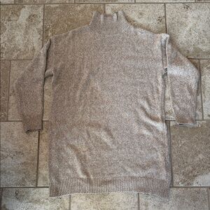 Mock-Neck Sweater dress in Light Taupe